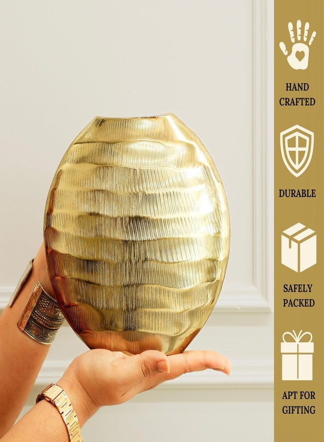 Behoma Golden Waves Aluminium Antirust Flower Vase for Home Decor Living Room, Office, Wedding | Table Decorative Item for Festivals Birthday | Golden Vase 1Pcs (Flower not Included) - Image 4